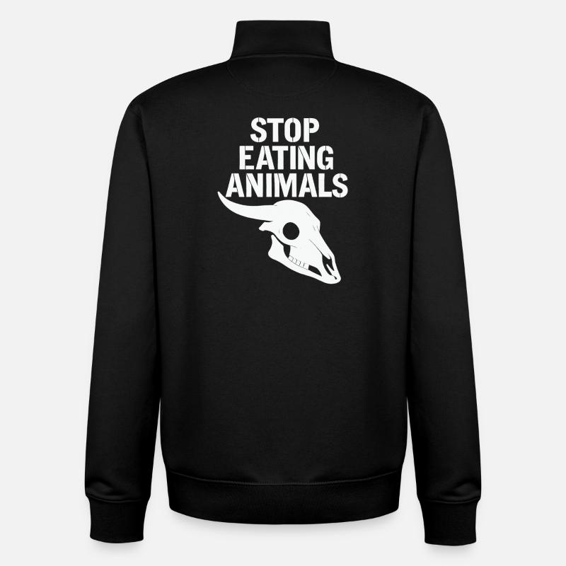 Stop Eating Animals Skull - Unisex Organic Zip Sweatshirt by Stanley/Stella - black