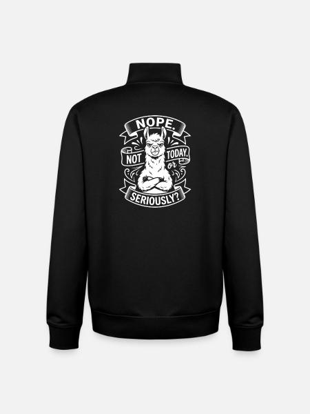 Militant llama saying - Unisex Organic Zip Sweatshirt by Stanley/Stella - black