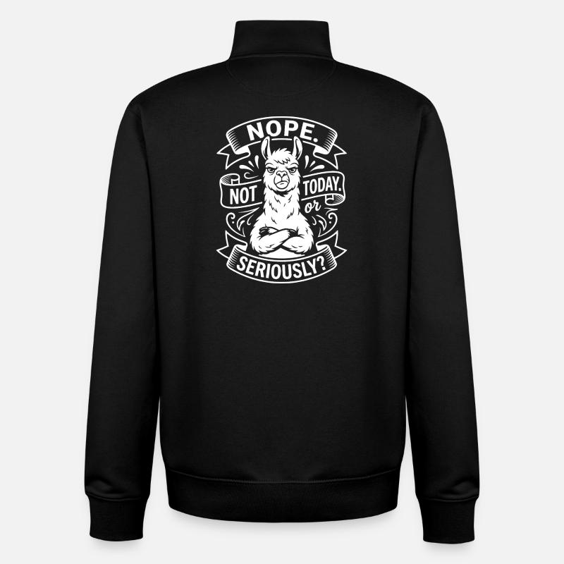 Un llama militant disant - Sweat zippé unisexe en coton bio Stanley/Stella - noir
