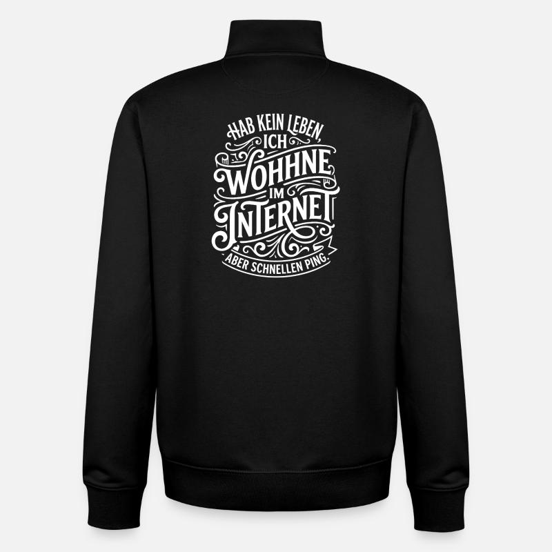 Je vis sur Internet Citation - Sweat zippé unisexe en coton bio Stanley/Stella - noir