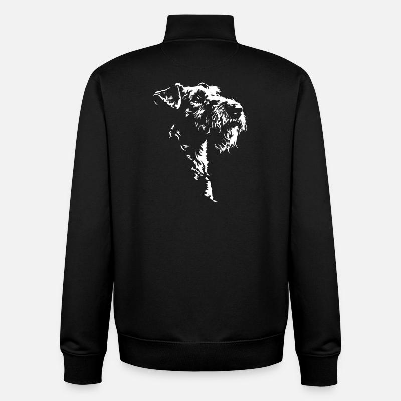Airedale Terrier Silhouette Chien Wilsigns - Sweat zippé unisexe en coton bio Stanley/Stella - noir