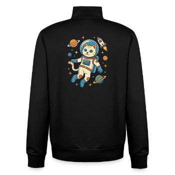 Chat astronaute dans l’espace - Sweat zippé unisexe en coton bio Stanley/Stella - noir - Dos - AI Model Male 185 light (185cm)