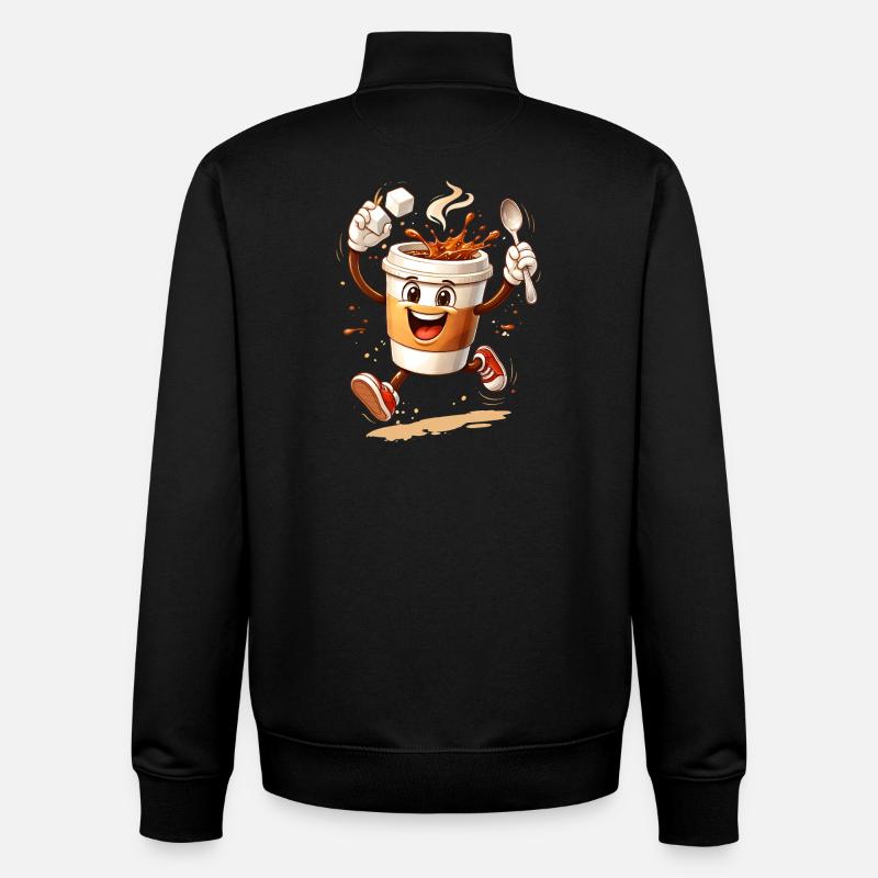 Funny Coffee Mug Comic Illustration - Unisex Organic Zip Sweatshirt by Stanley/Stella - black