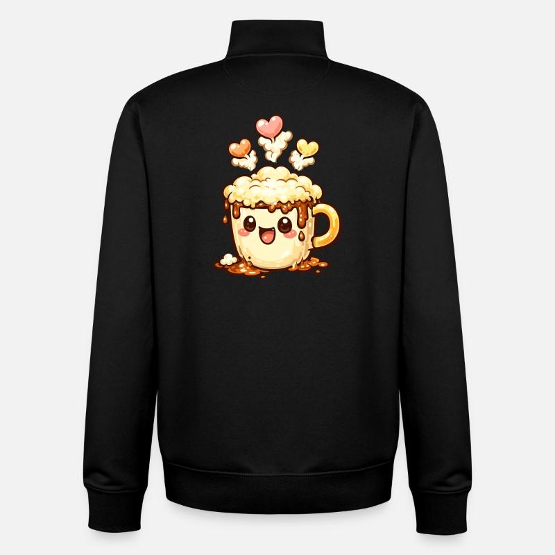 Coffee Smile Latte Mug Heart - Unisex Organic Zip Sweatshirt by Stanley/Stella - black