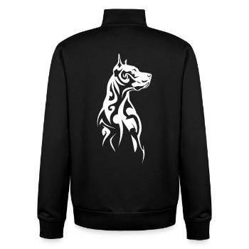 Tête de chien tribal - Sweat zippé unisexe en coton bio Stanley/Stella - noir - Dos - AI Model Male 185 light (185cm)