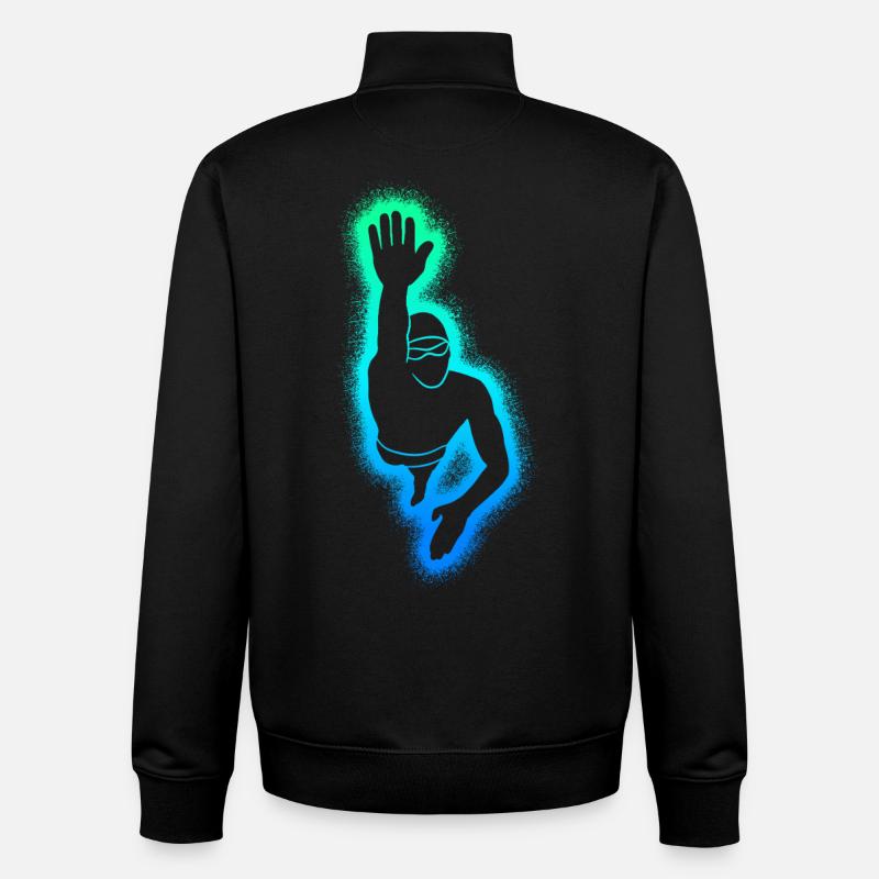 Natation Natation Nageurs masculins garçons - Sweat zippé unisexe en coton bio Stanley/Stella - noir