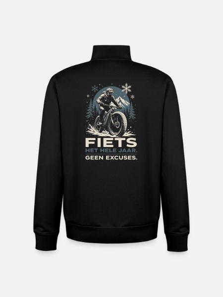 Vélo Toute l'Année - Pas d'Excuses Design - Sweat zippé unisexe en coton bio Stanley/Stella - noir