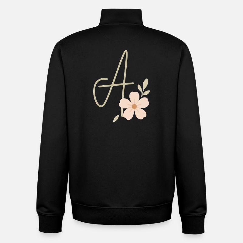 Monogramme A Floral - Sweat zippé unisexe en coton bio Stanley/Stella - noir