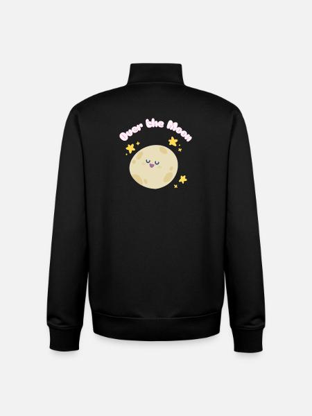 Over_the_Moon Phrases Slang Idiom funny cutedesign - Unisex Organic Zip Sweatshirt by Stanley/Stella - black