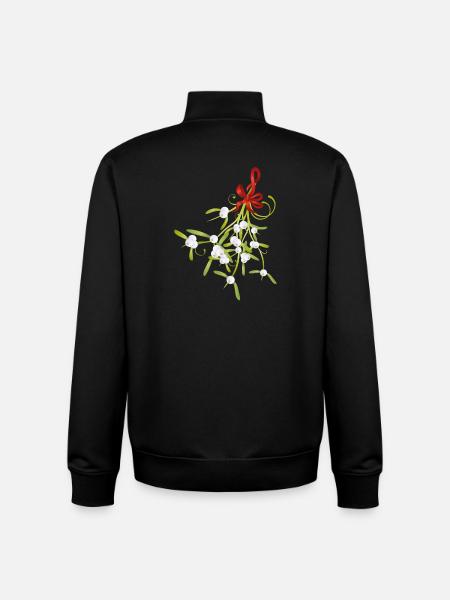 Mistletoe mistletoe berries Christmas bow - Unisex Organic Zip Sweatshirt by Stanley/Stella - black