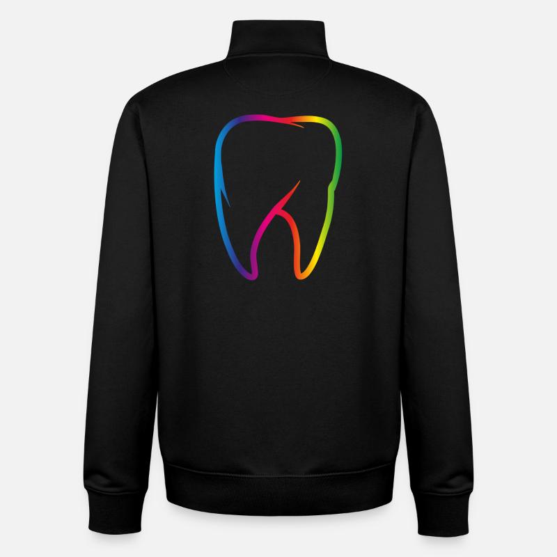 leuchtend bunter Regenbogen Zahn - Unisex Organic Zip Sweatshirt von Stanley/Stella - Schwarz
