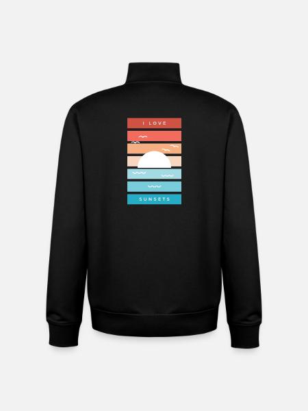 I Love Sunsets Quote for Beach Lovers - Unisex Organic Zip Sweatshirt by Stanley/Stella - black