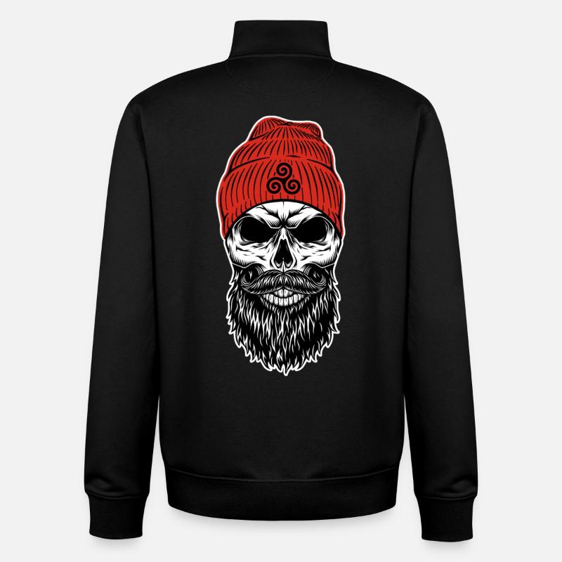 Bonnet Rouge Tête de mort avec Triskell - Sweat zippé unisexe en coton bio Stanley/Stella - noir