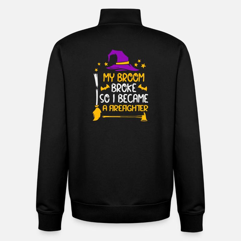 Broom Broken Firefighter Heroine - Unisex Organic Zip Sweatshirt by Stanley/Stella - black