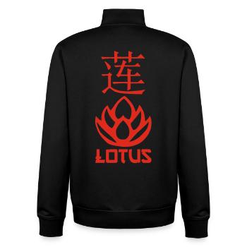 Lotus rouge et Asie - Sweat zippé unisexe en coton bio Stanley/Stella - noir - Dos - AI Model Male 185 light (185cm)