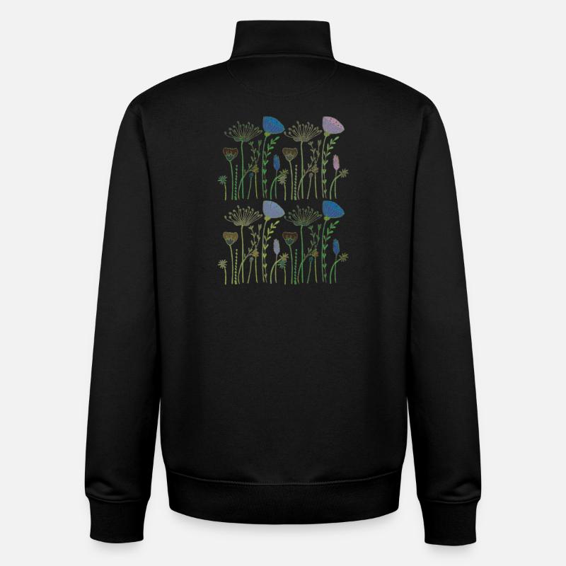 Fleurs séchées prairie fleurie - Sweat zippé unisexe en coton bio Stanley/Stella - noir