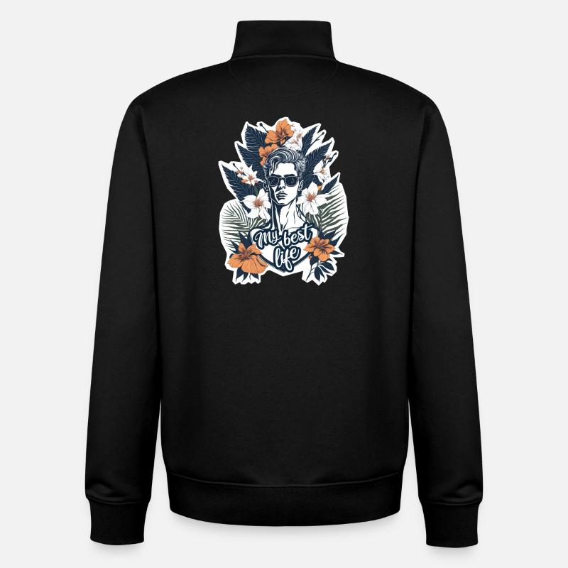 My best life - Sweat zippé unisexe en coton bio Stanley/Stella - noir
