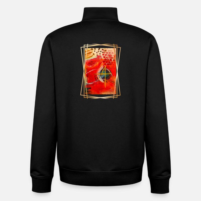 Abstraction de formes géométriques vibrantes - Sweat zippé unisexe en coton bio Stanley/Stella - noir