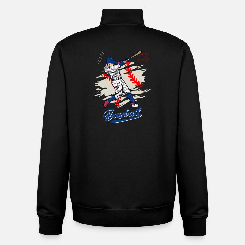 Dynamic Baseball Swing Illustration - Unisex Organic Zip Sweatshirt by Stanley/Stella - black