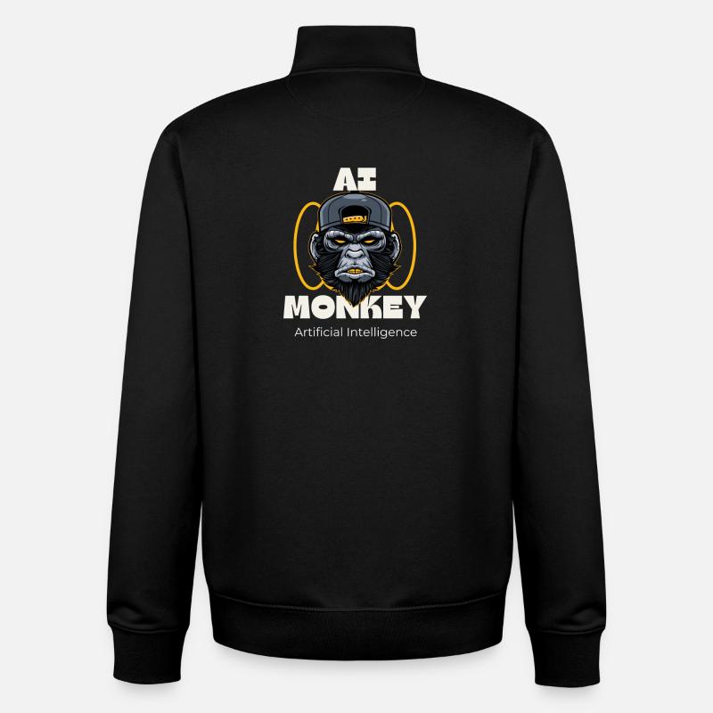 Artful Monkey with AI Theme - Unisex Organic Zip Sweatshirt by Stanley/Stella - black