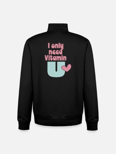 I only need Vitamin U - Unisex Organic Zip Sweatshirt von Stanley/Stella - Schwarz