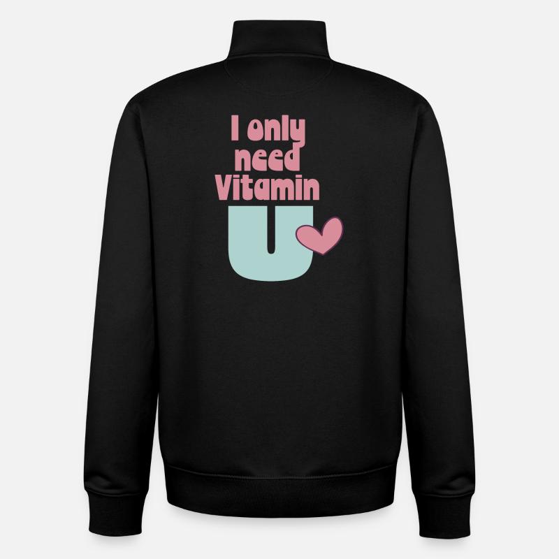 I only need Vitamin U - Unisex Organic Zip Sweatshirt von Stanley/Stella - Schwarz