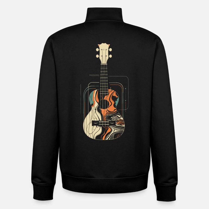 Graphiques Ukulele - Sweat zippé unisexe en coton bio Stanley/Stella - noir
