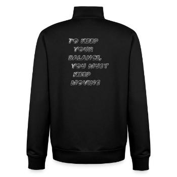 Um das Gleichgewicht zu halten, musst du in Bewegung bleiben - Unisex Organic Zip Sweatshirt von Stanley/Stella - Schwarz - Hinten - AI Model Male 185 light (185cm)