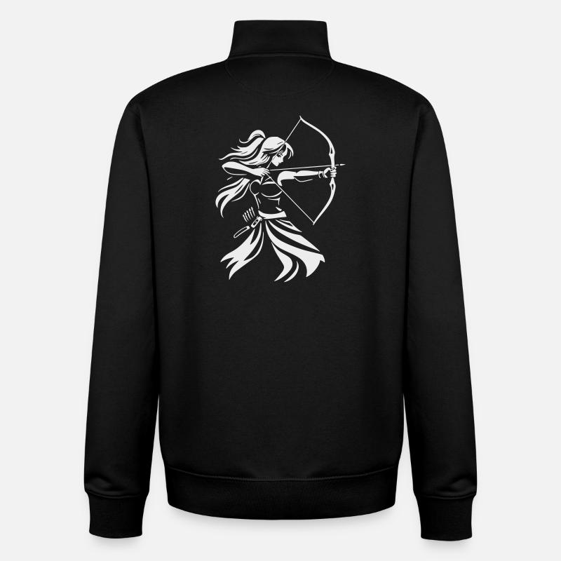 Bogenschütze-Silhouette mit Bogen - Unisex Organic Zip Sweatshirt von Stanley/Stella - Schwarz