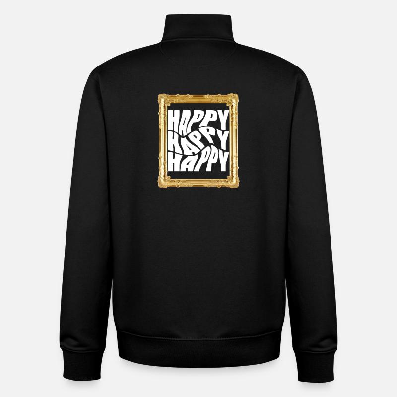 Lettrage rétro joyeux - Sweat zippé unisexe en coton bio Stanley/Stella - noir