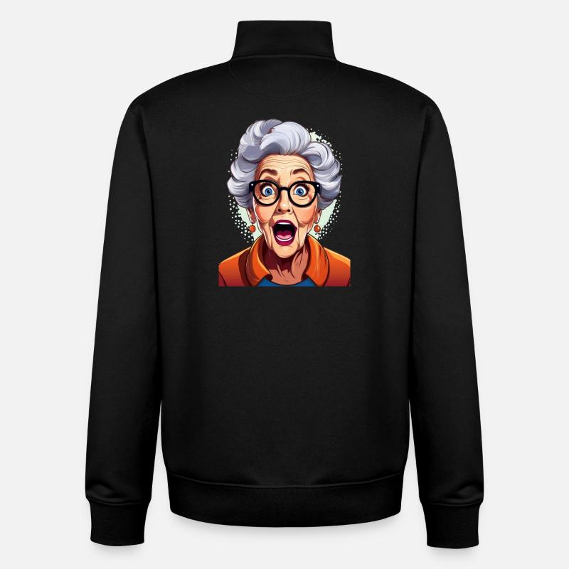 Erstaunte Großmutter - Unisex Organic Zip Sweatshirt von Stanley/Stella - Schwarz