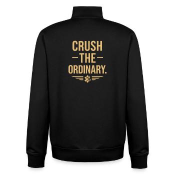Empowering Wear: Crush the Ordinary Message - Unisex Organic Zip Sweatshirt by Stanley/Stella - black - Back - AI Model Male 185 light (185cm)
