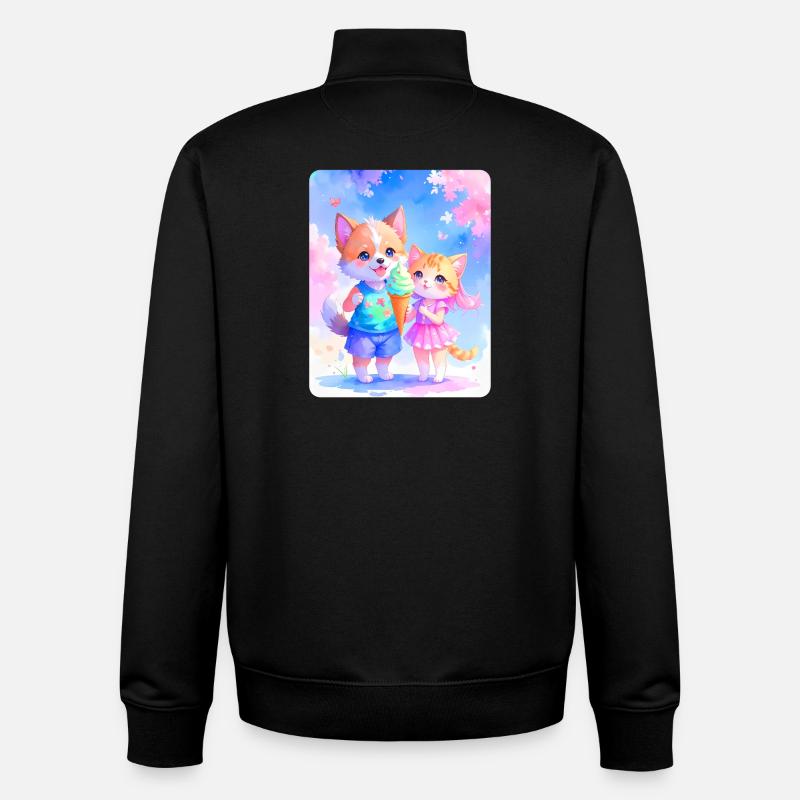 Hündchen, Kätzchen & Eiscreme - Unisex Organic Zip Sweatshirt by Stanley/Stella - black