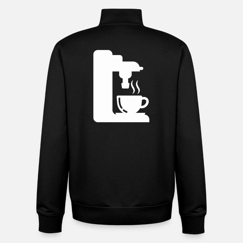Espresso Machine Outline Coffee Illustration - Unisex Organic Zip Sweatshirt by Stanley/Stella - black