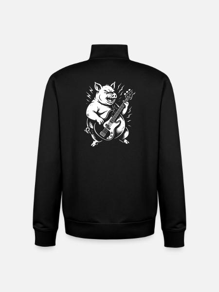Groovy Pig Bass Jam - Unisex Organic Zip Sweatshirt by Stanley/Stella - black