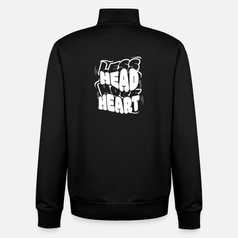 Head Heart Typography - Unisex Organic Zip Sweatshirt by Stanley/Stella - black