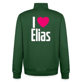 I Love Elias Pink Heart I Love Elias - Unisex Organic Zip Sweatshirt by Stanley/Stella - bottle green - Back - AI Model Male 185 dark (185cm)