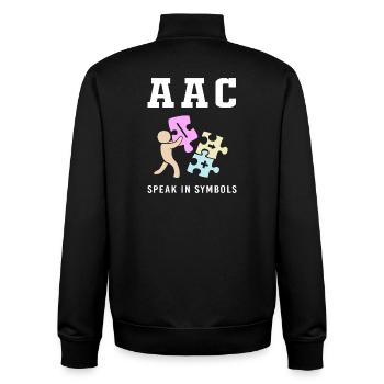 Communication AAC Langue des signes SLP - Sweat zippé unisexe en coton bio Stanley/Stella - noir - Dos - AI Model Male 185 light (185cm)