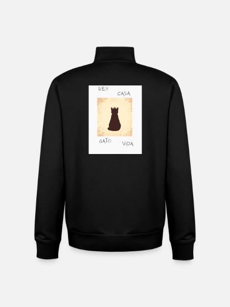 King Cat in Silhouette with Crown - Unisex Organic Zip Sweatshirt by Stanley/Stella - black