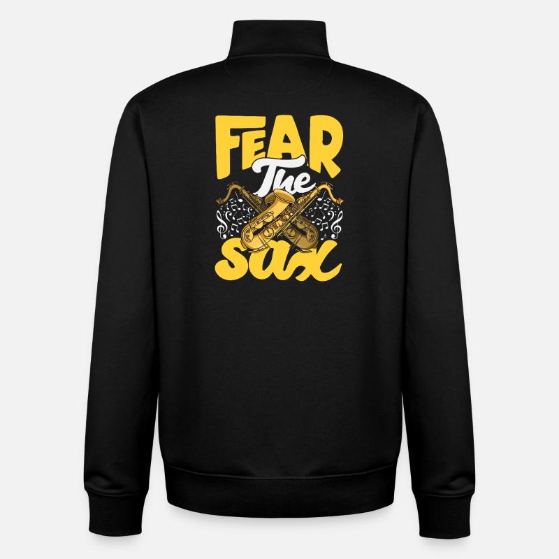 Saxophone - Sweat zippé unisexe en coton bio Stanley/Stella - noir