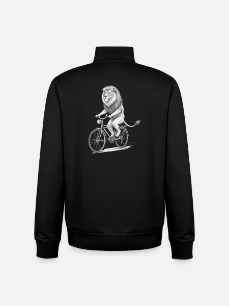 Lion Rider Monochrome Bicycle - Unisex Organic Zip Sweatshirt by Stanley/Stella - black
