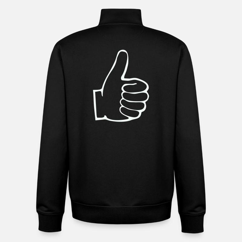 Daumen Hoch Outline - Unisex Organic Zip Sweatshirt von Stanley/Stella - Schwarz