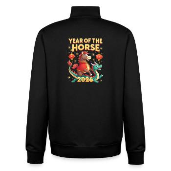 Nouvel An chinois du cheval 2026 - Sweat zippé unisexe en coton bio Stanley/Stella - noir - Dos - AI Model Male 185 light (185cm)
