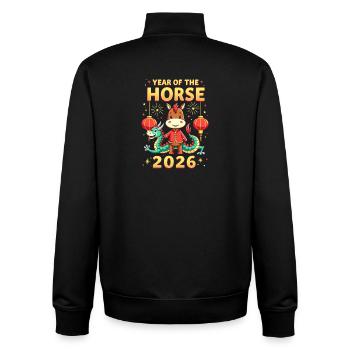 Nouvel An chinois du cheval 2026 - Sweat zippé unisexe en coton bio Stanley/Stella - noir - Dos - AI Model Male 185 light (185cm)