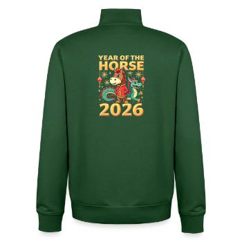 Nouvel An chinois du cheval 2026 - Sweat zippé unisexe en coton bio Stanley/Stella - vert bouteille - Dos - AI Model Male 185 dark (185cm)