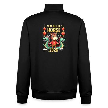 Nouvel An chinois du cheval 2026 - Sweat zippé unisexe en coton bio Stanley/Stella - noir - Dos - AI Model Male 185 light (185cm)