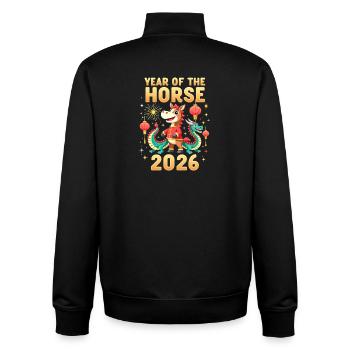 Nouvel An chinois du cheval 2026 - Sweat zippé unisexe en coton bio Stanley/Stella - noir - Dos - AI Model Male 185 light (185cm)