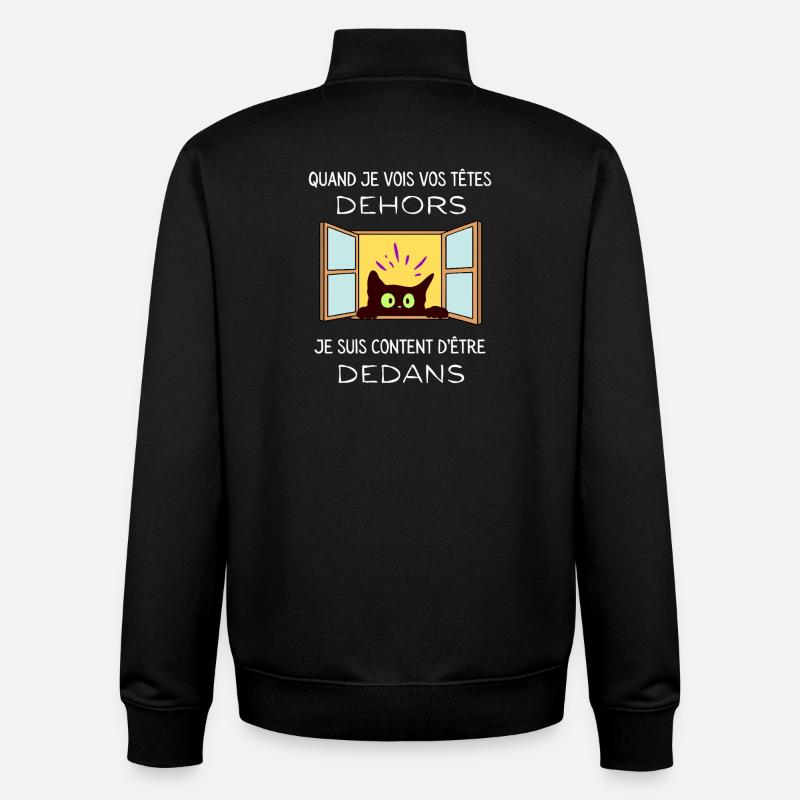 Neugierige Katze schaut nach draußen - Unisex Organic Zip Sweatshirt von Stanley/Stella - Schwarz