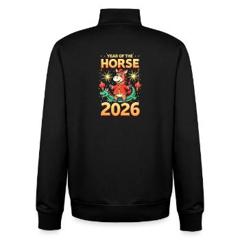 Nouvel An chinois du cheval 2026 - Sweat zippé unisexe en coton bio Stanley/Stella - noir - Dos - AI Model Male 185 light (185cm)