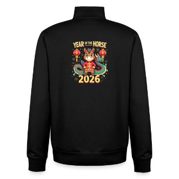 Nouvel An chinois du cheval 2026 - Sweat zippé unisexe en coton bio Stanley/Stella - noir - Dos - AI Model Male 185 light (185cm)